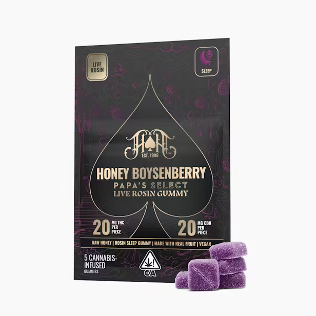 HONEY BOYSENBERRY LIVE ROSIN GUMMIES | 100MG | INDICA | 5PK