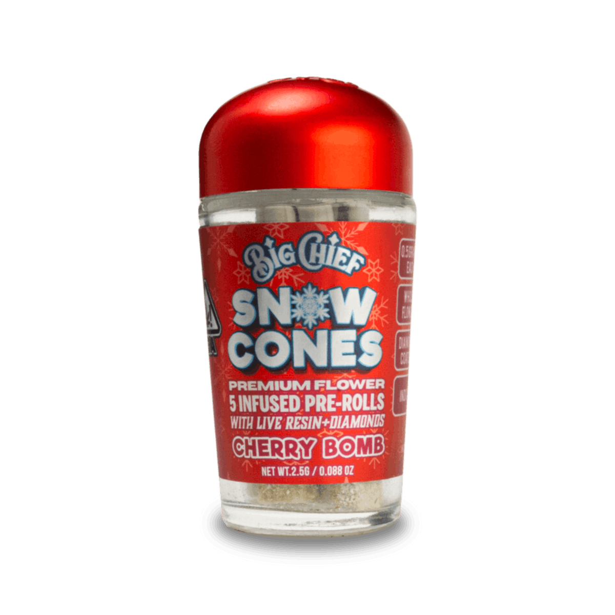 BIG CHIEF | SNOW CONES | CHERRY BOMB (I) | .5G X 5 INFUSED PRE ROLLS