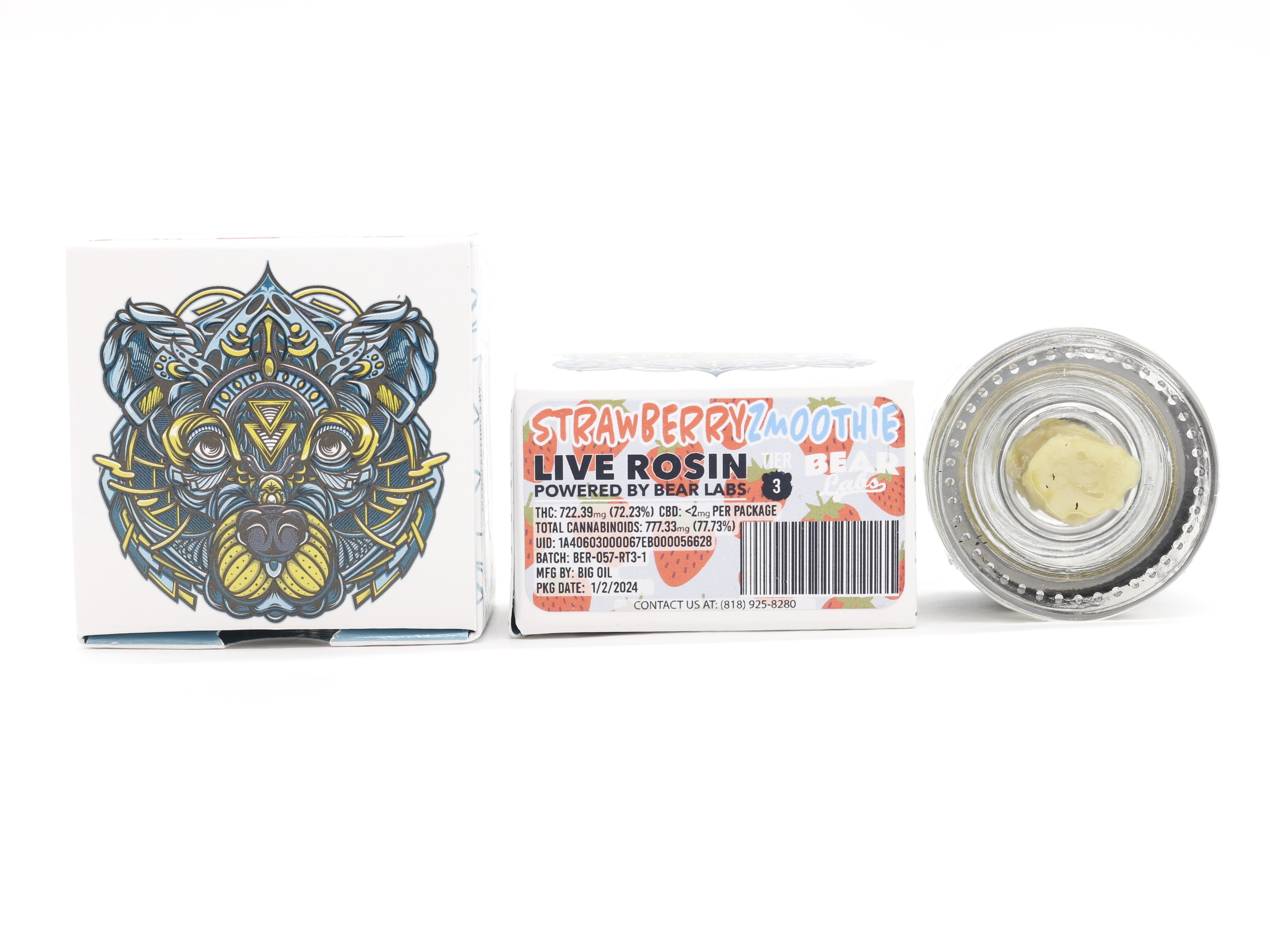 BEAR LABS | STRAWBERRY ZMOOTHIE (S/H) | 1G ROSIN