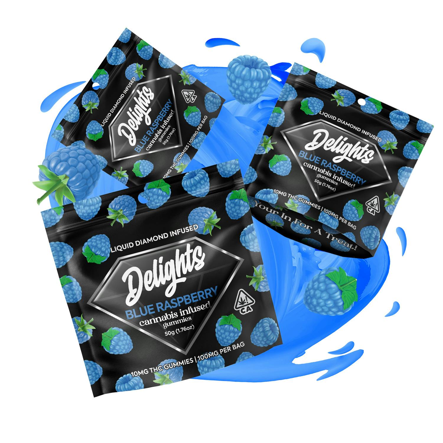 DELIGHTS | BLUE RASPBERRY (I/H) | 100MG LQD DMND GUMMIES