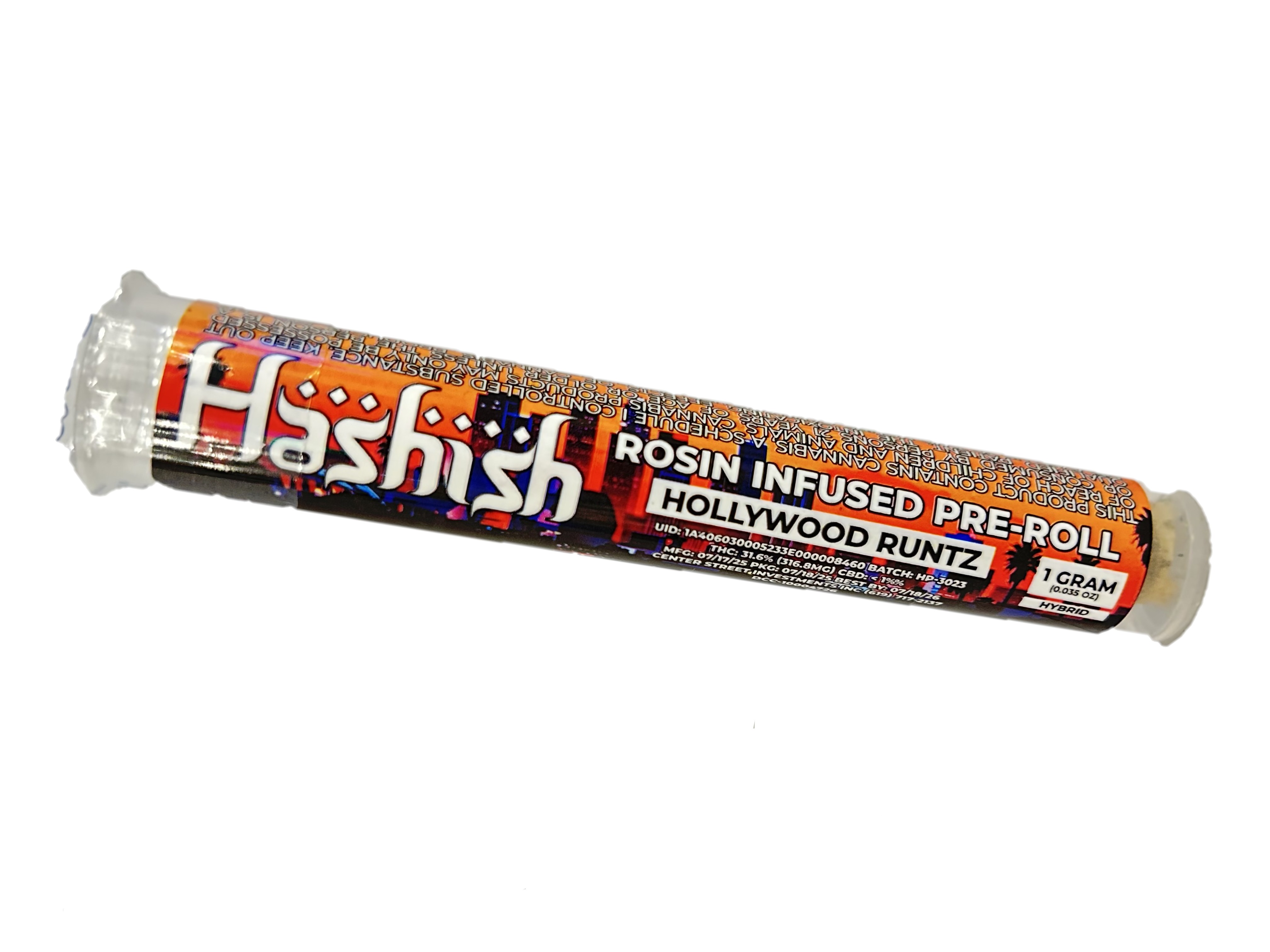 HASHISH | HOLLYWOOD RUNTZ (H) | 1G ROSIN INFUSED PREROLL