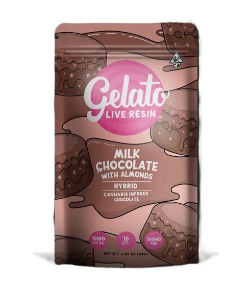 GELATO | MILK CHOCOLATE WITH ALMONDS (H) | 100MG CHOCOLATE BAR