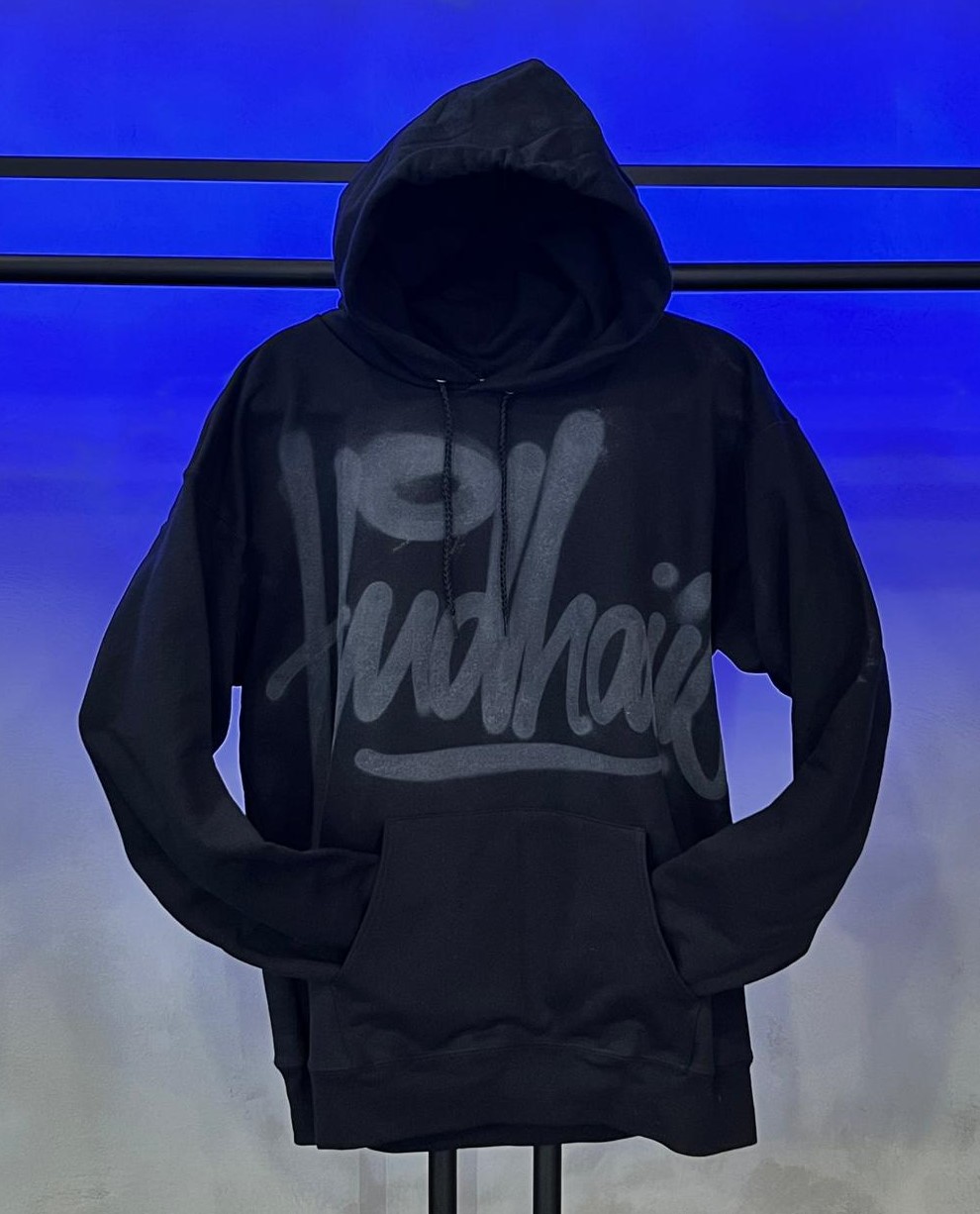 Hudhaus Print Black Hoodie