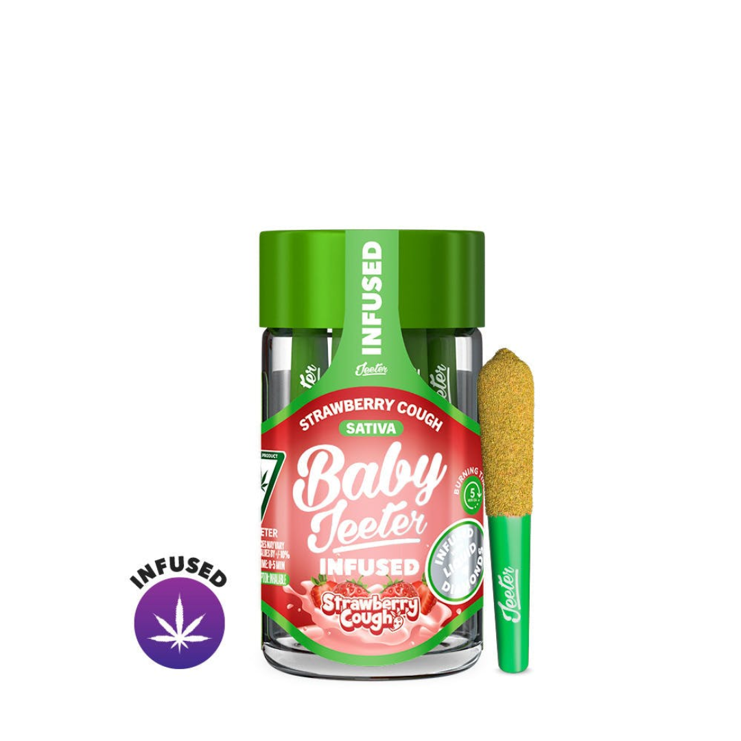 Strawberry Cough (s) Baby Jeeter Diamond Infused Pre-roll 5 Pack 2.5G