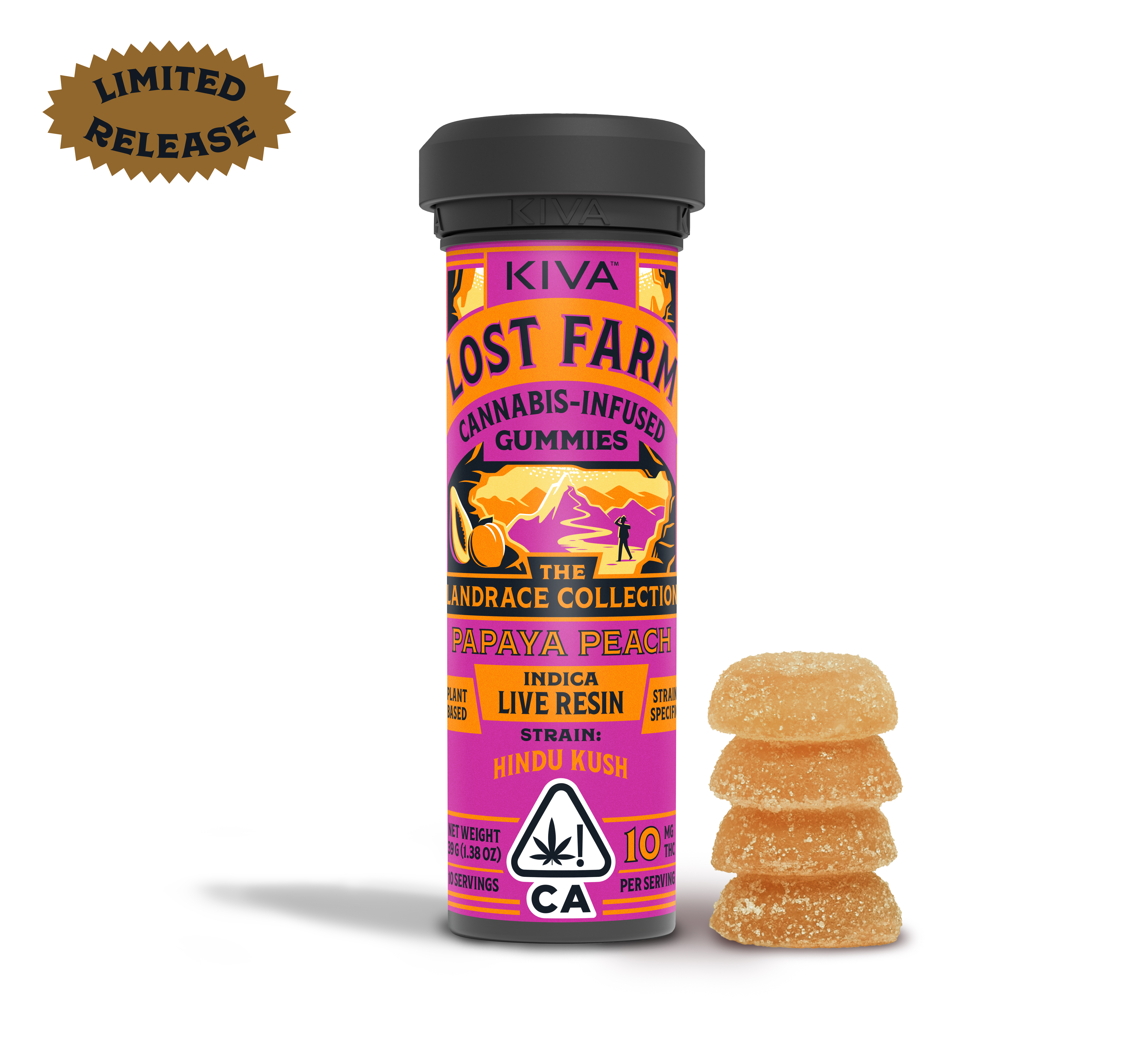Lost Farms Papaya Peach Live Resin Gummies 100MG