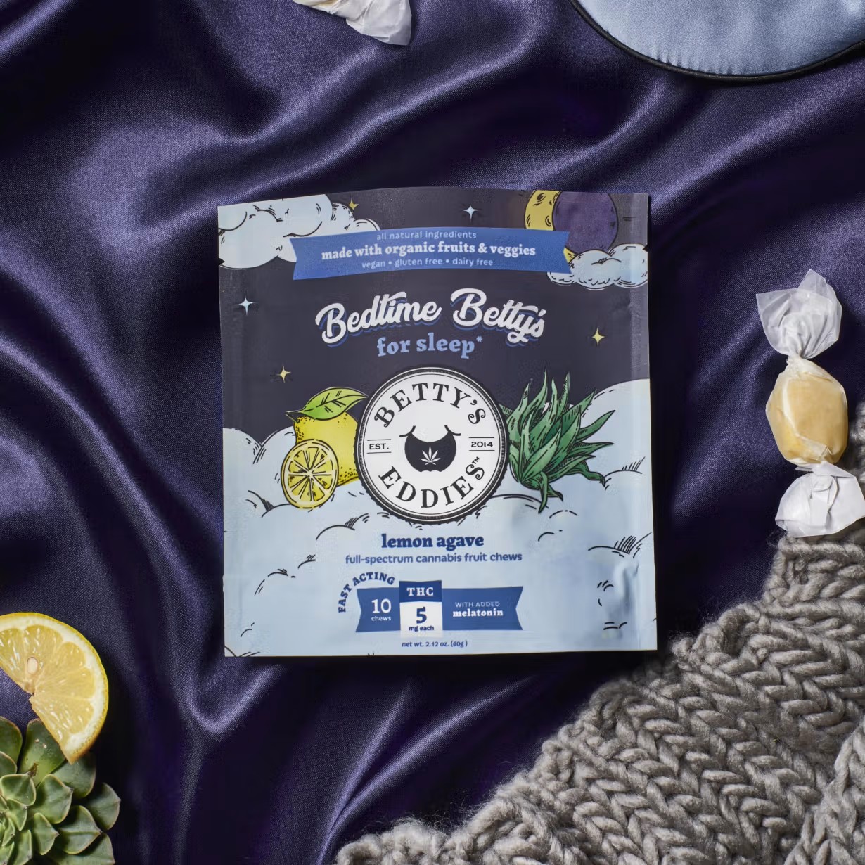 Bedtime Lemon Agave | 50MG Full Spectrum Fruit Chews [added Melatonin]