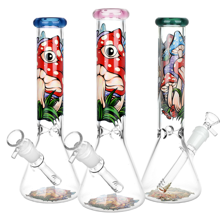 Eye Of The Shroom Beaker Glass Water Pipe 10"