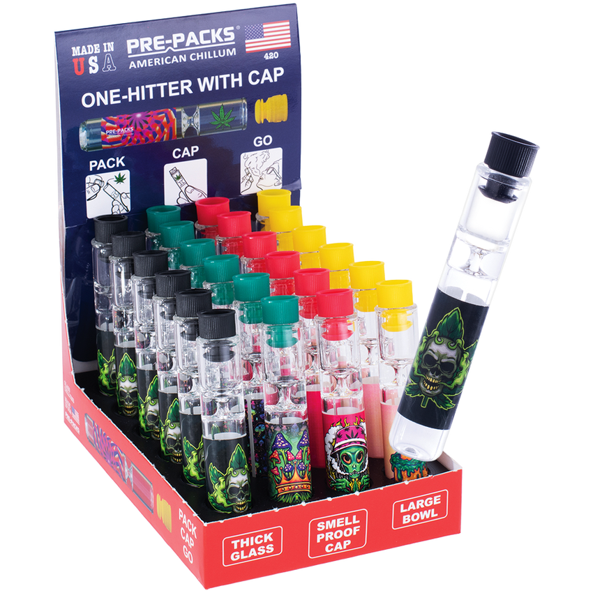 PRE-PACKS American Chillum One-Hitter w/ Smellproof Cap