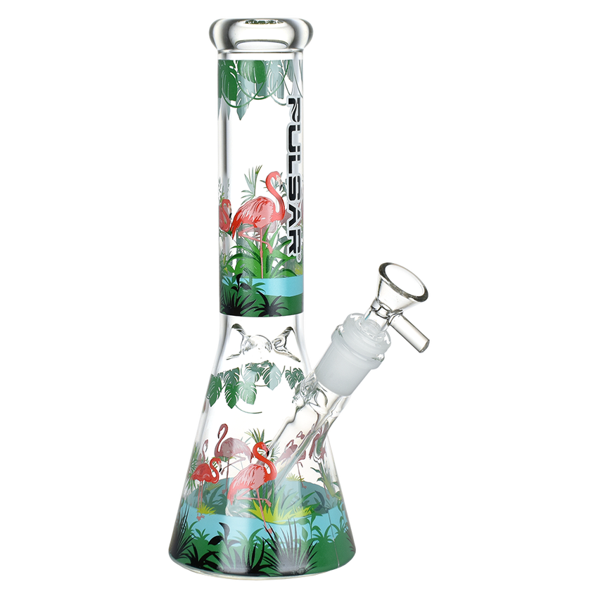 Pulsar Chillin' Flamingos Beaker Glass Water Pipe 975"