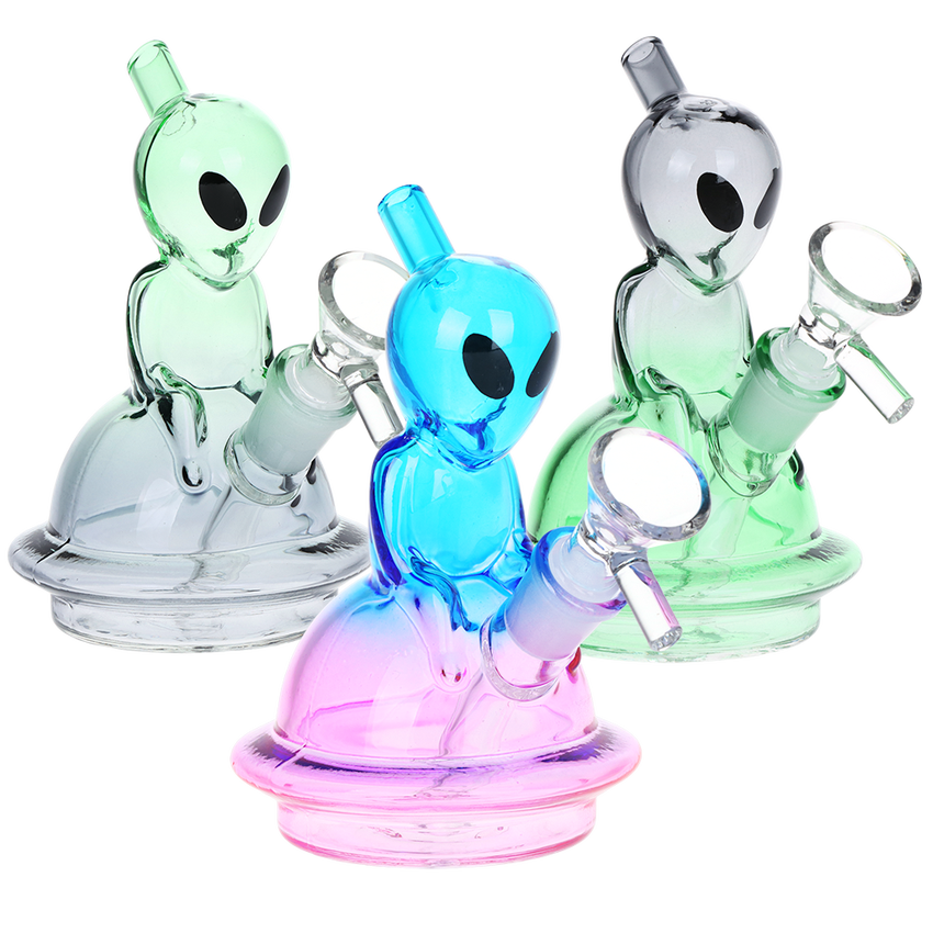 Alien UFO Ombre Mini Glass Water Pipe 5"