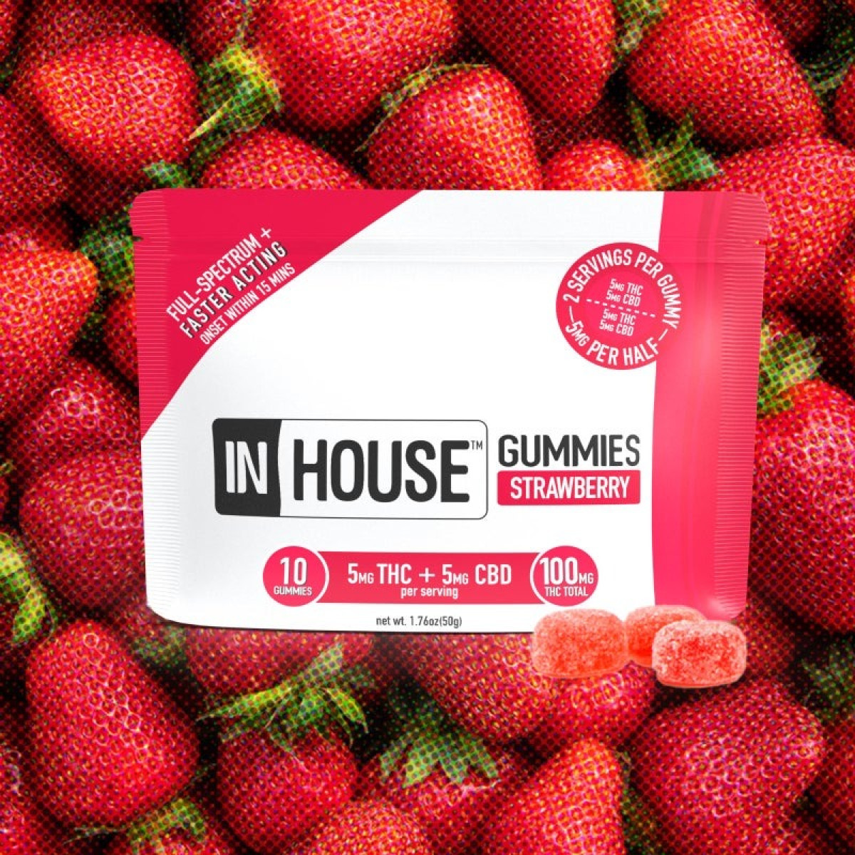 Strawberry 1:1 Gummies 100mg