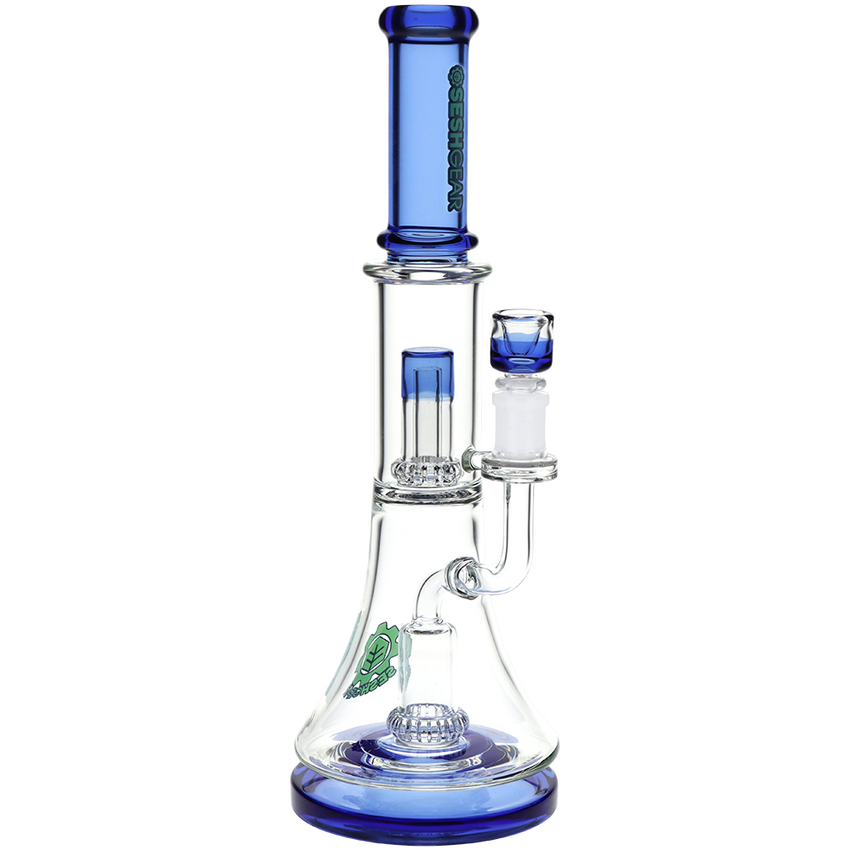 SeshGear Double Showerhead Perc Glass Water Pipe 13"