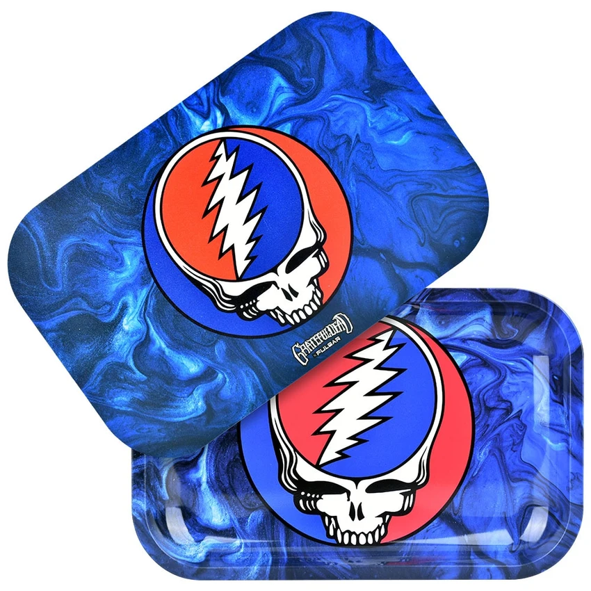 Grateful Dead x Pulsar Metal Rolling Tray w/ Lid Steal Your Face Swirls