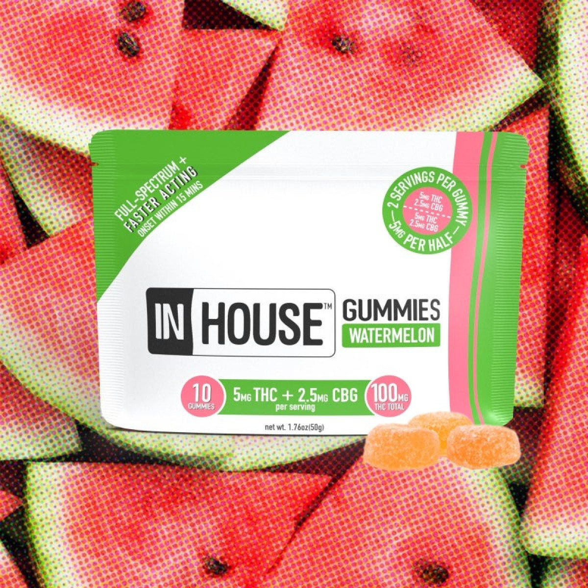 Watermelon 2:1 Gummies w/CBG 100mg