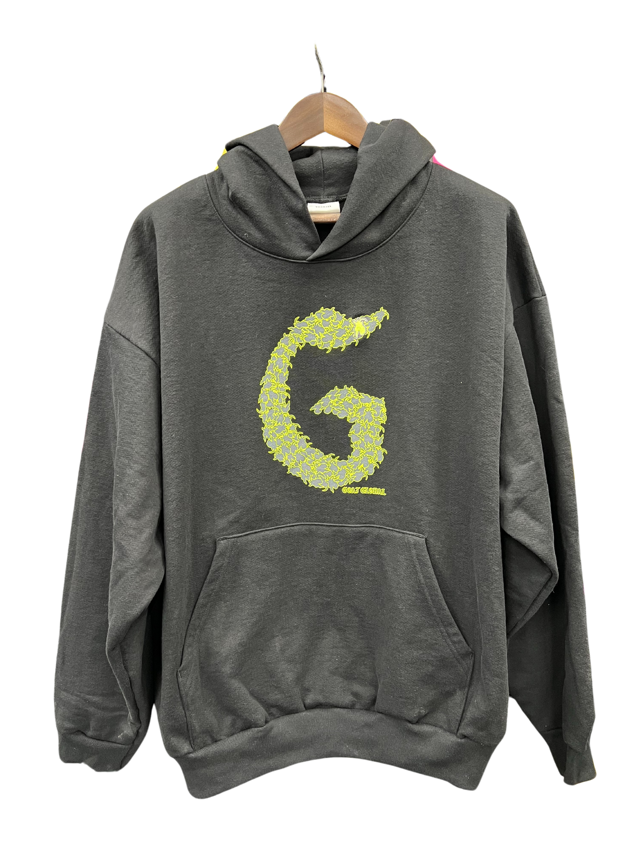 GOAT GLOBAL | G REPEAT HOODIE - GREY/LIME M