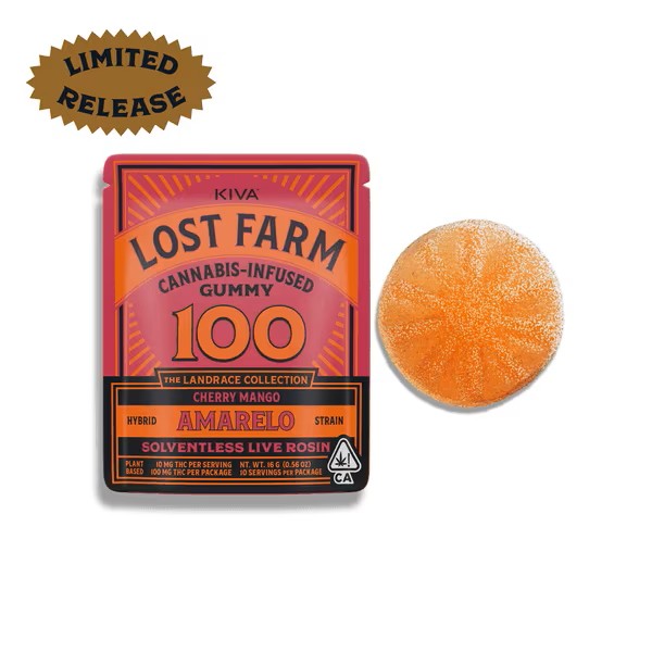 KIVA | CHERRY MANGO 'AMARELO' LOST FARM 100MG GUMMY