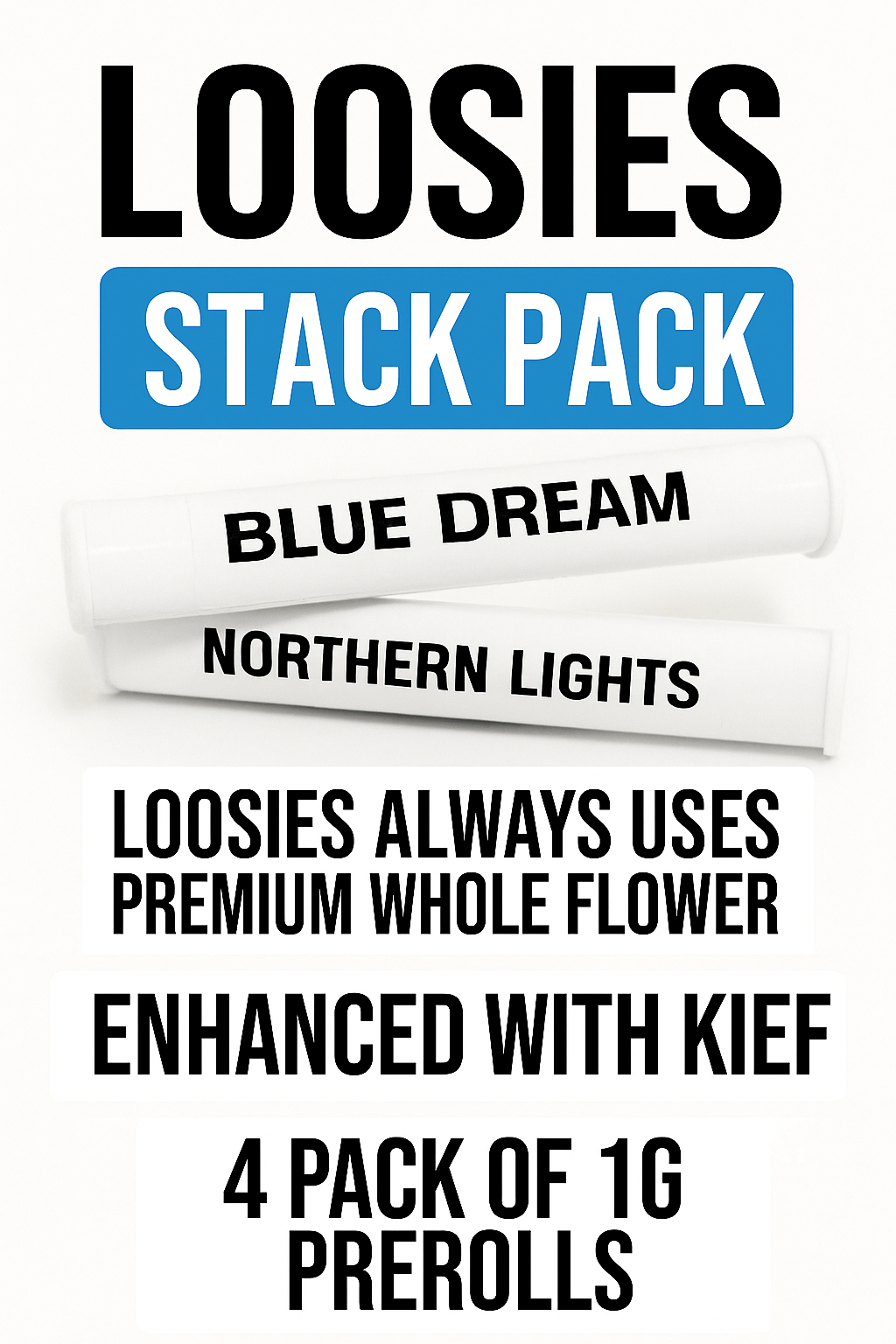GRAND DADDY PURPS KIEF ENHANCED 1G PRE ROLL 4 PACK (4G TOTAL)