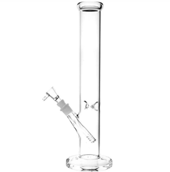 14" LABEL CLEAR STRAIGHT BONG