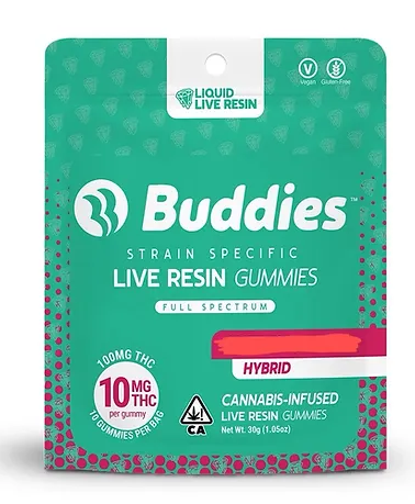 BUDDIES - SOUR APPLE 100MG LIVE RESIN GUMMIES - 10 PACK