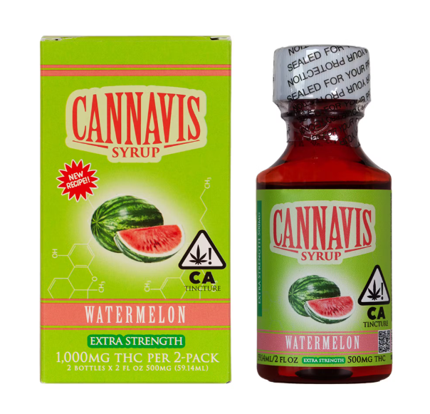 CANNAVIS - WATERMELON 500MG EXTRA STRENGTH SYRUP - 2 PACK 1000MG TOTAL