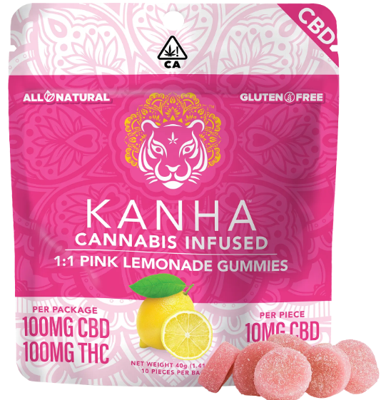 KANHA - PINK LEMONADE 1:1 GUMMIES - 100MG CBD/100MG THC