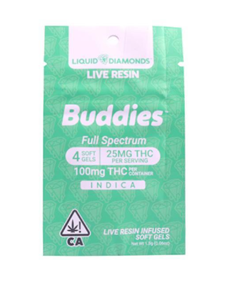 BUDDIES - INDICA LIQUID DIAMOND GEL CAPSULES 25MG - 4CT