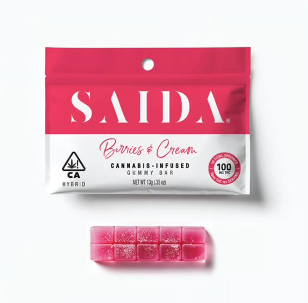 SAIDA - BERRIES & CREAM 100MG GUMMY BAR