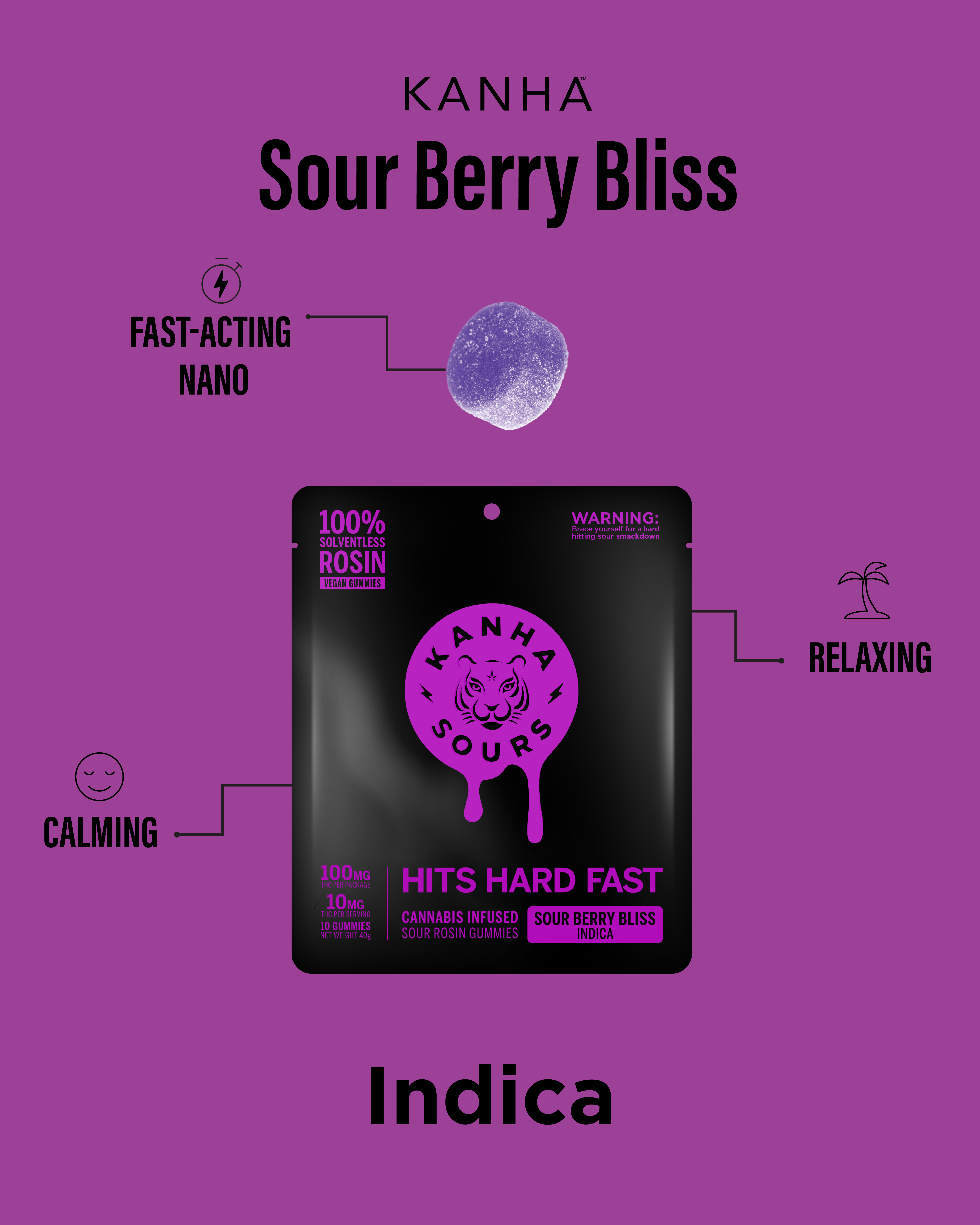 $32 | SOUR BERRY BLISS | ROSIN NANO |100MG | KANHA