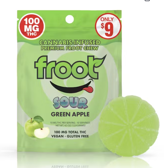 $10 | (H) SOUR GREEN APPLE | 100MG | FROOT