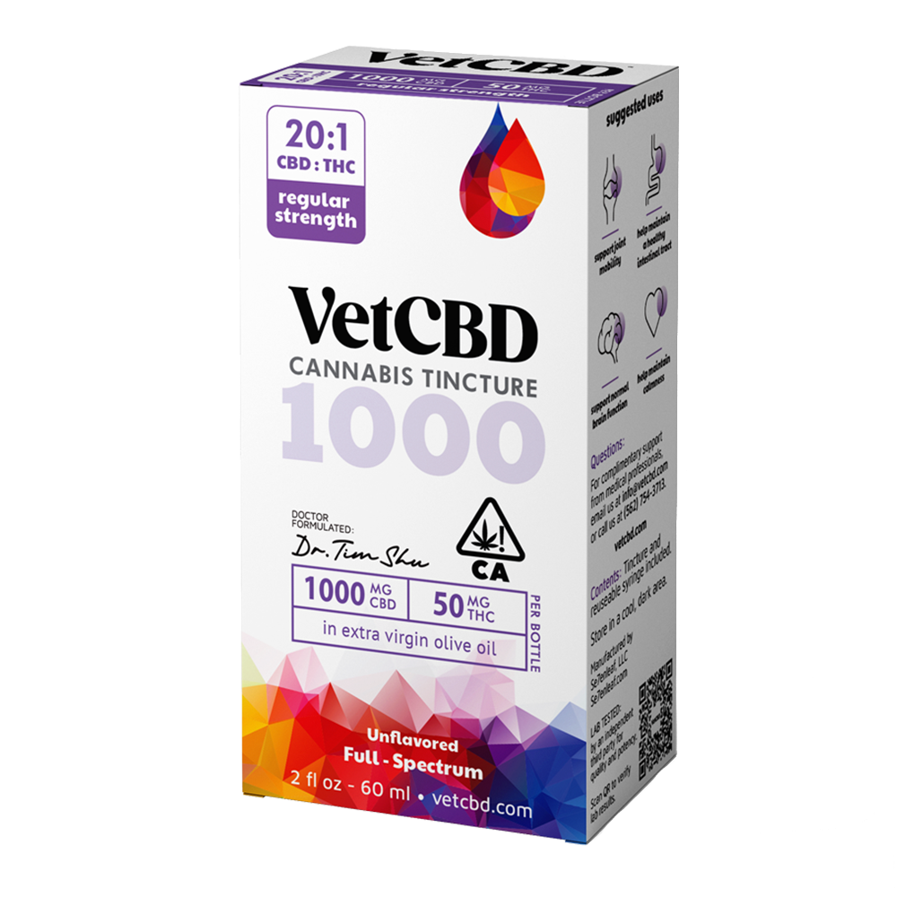 1000MG CBD : 50MG THC 2OZ Tincture Regular Strength