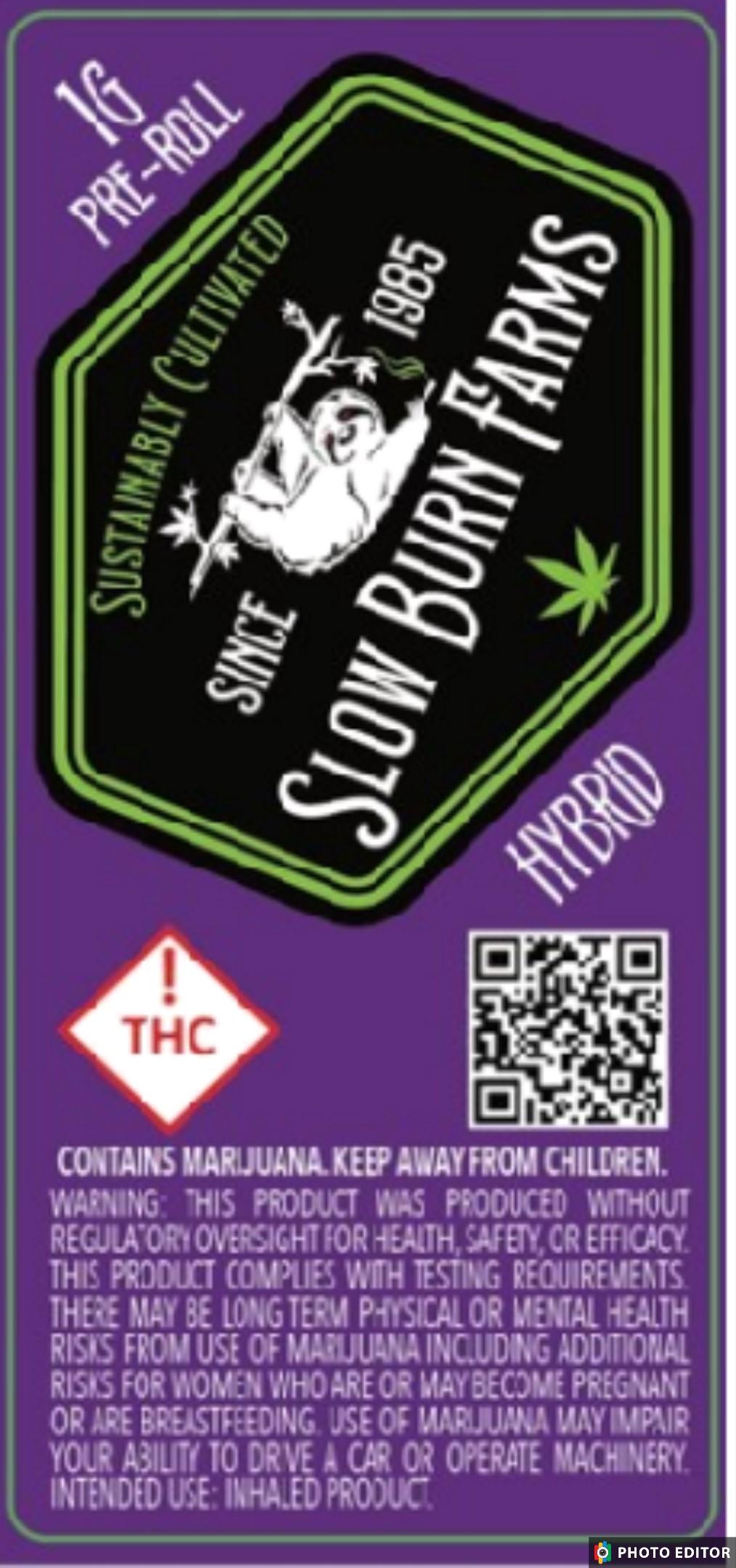 Slow Burn Farms | Cherry Gorilla Kush Breath | 1G Pre-roll 5 Pack