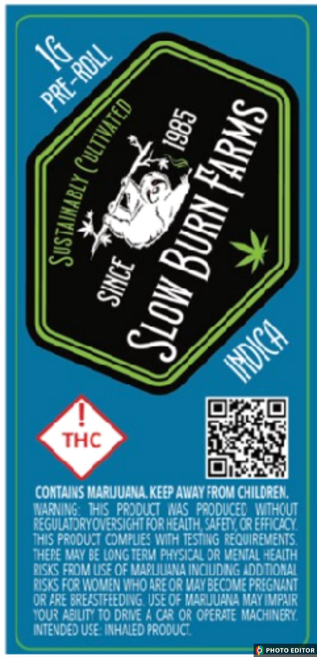 Slow Burn Farms | Cheddar Cheese | 1G Pre-roll