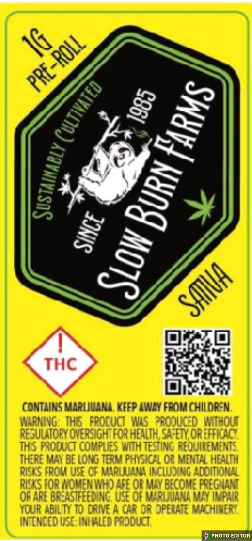 Slow Burn Farms | Race Fuel | 1G Pre-roll