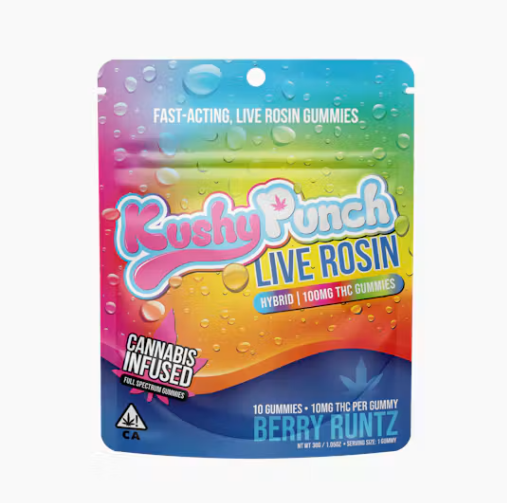 Kushy Punch: BERRY RUNTZ - HYBRID FAST-ACTING LIVE ROSIN GUMMIES - 100MG THC - 10 PIECES