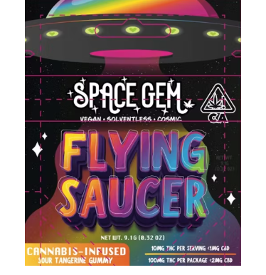 SPACE GEM 100MG FLYING SAUCER - SOUR TANGERINE