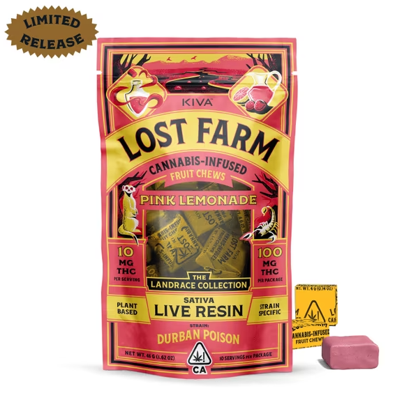 LOST FARM 100MG CHEWS - PINK LEMONADE (DURBAN POISON)