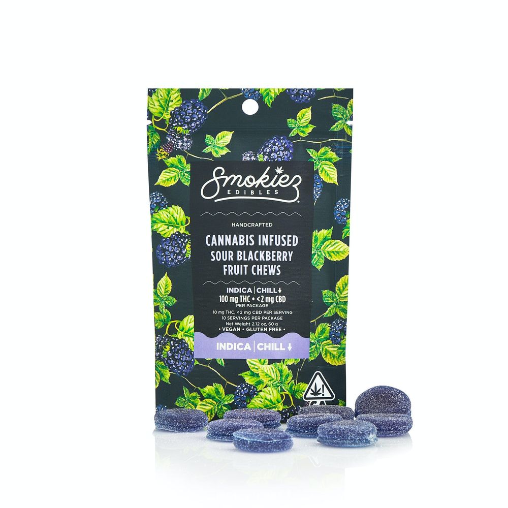 Smokiez Fruit Chews 100 Mg   Sour Blackberry