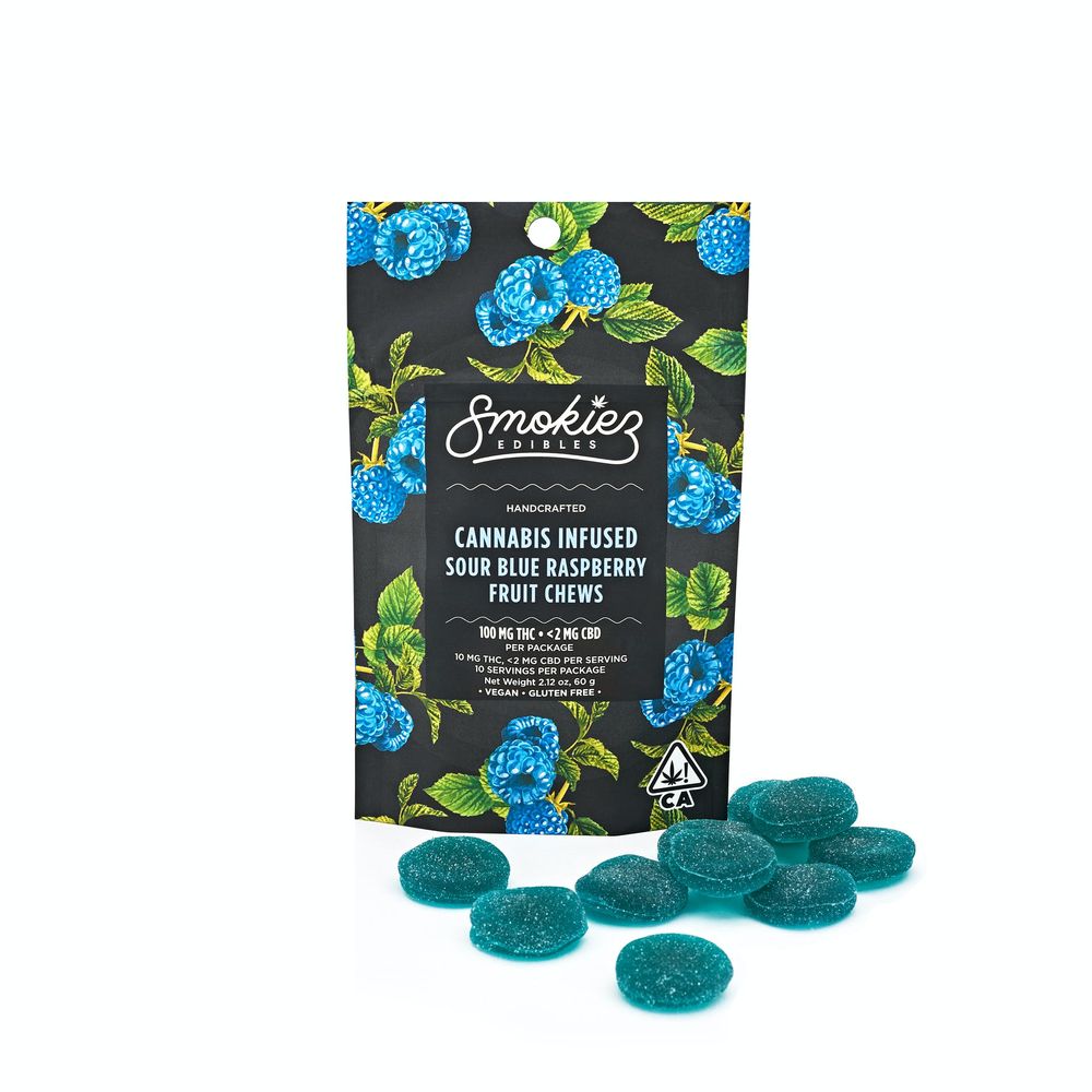 SMOKIEZ 100MG FRUIT CHEWS - SOUR BLUE RASPBERRY