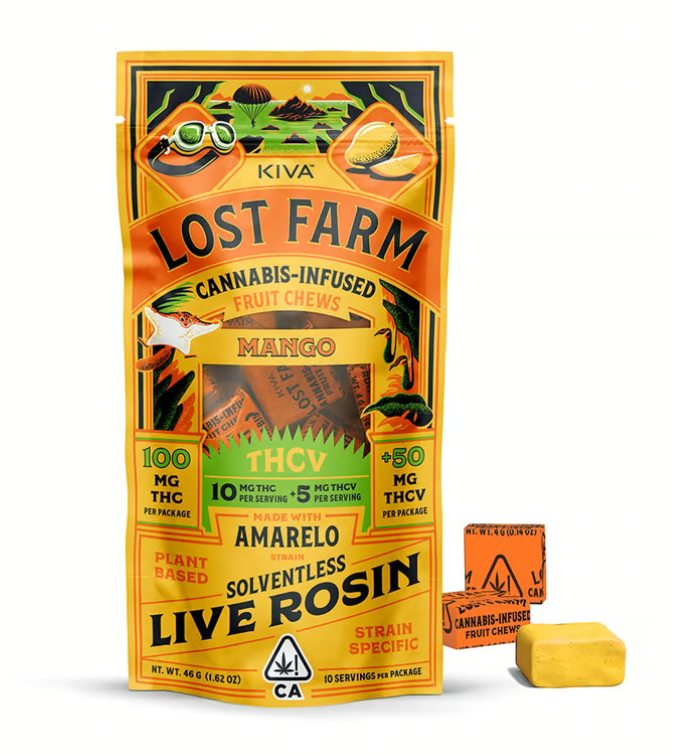 LOST FARM 100MG LIVE RESIN THCV CHEWS - MANGO (JACK HERER)