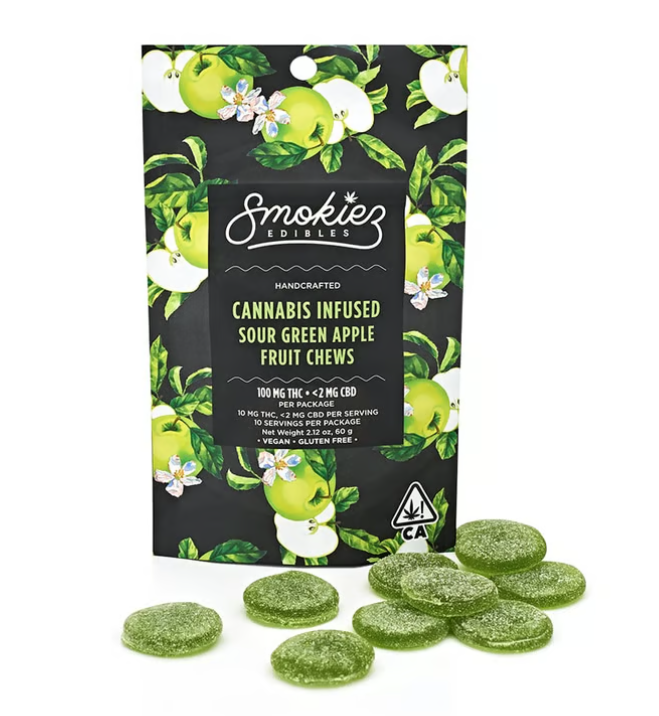 SMOKIEZ 200MG 1:1 THC:CBG GUMMIES - SOUR GREEN APPLE