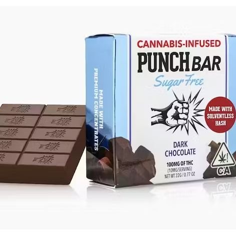 PUNCH EDIBLES 100MG SUGAR FREE SOLVENTLESS CHOCOLATE -  DARK CHOCOLATE