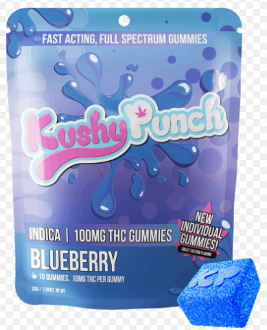KUSHY PUNCH 100MG GUMMIES - INDICA BLUEBERRY