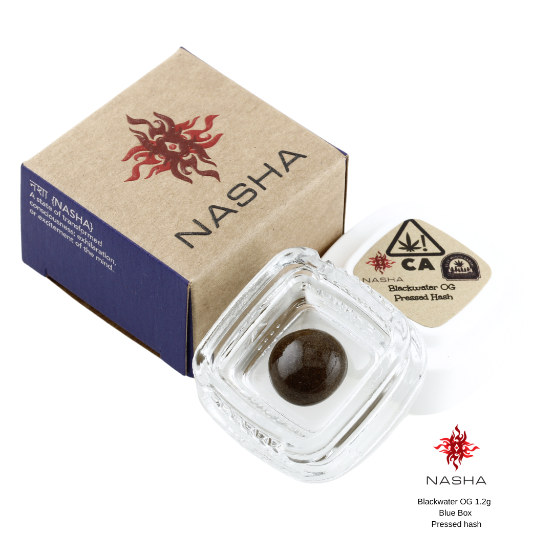 1.2G BLUE PRESSED BLACKWATER OG HASH BY NASHA