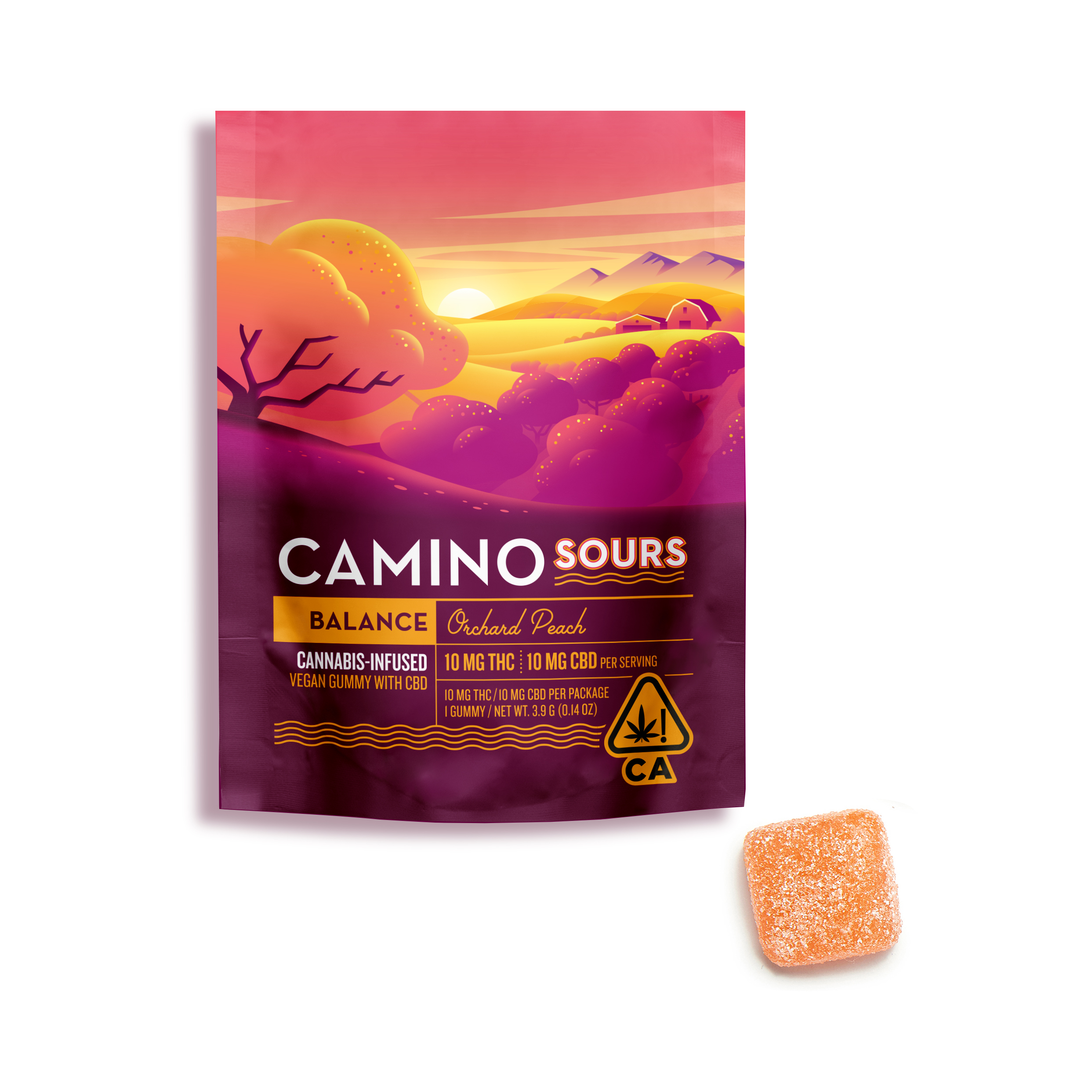 TRIAL PACKS 1:1 ORCHARD PEACH CAMINO GUMMIES BY KIVA CONFECTIONS