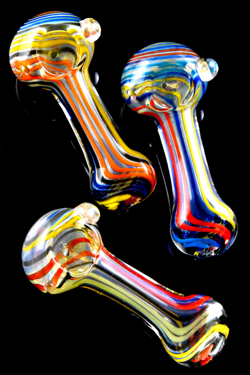 3.5" Small Multicolor Swirl Striped Glass Pipe
