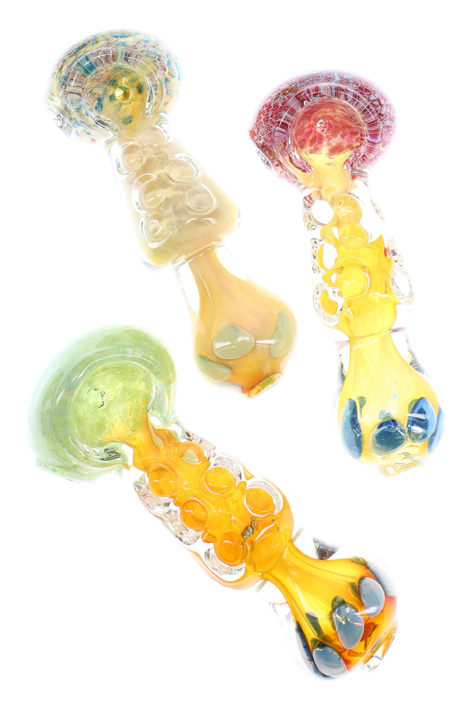 3.5" Fumed Color Changing Frit Dotted Glass Pipe