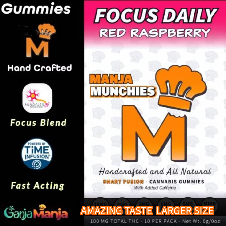 Focus Daily Red Raspberry Gummies - 100MG