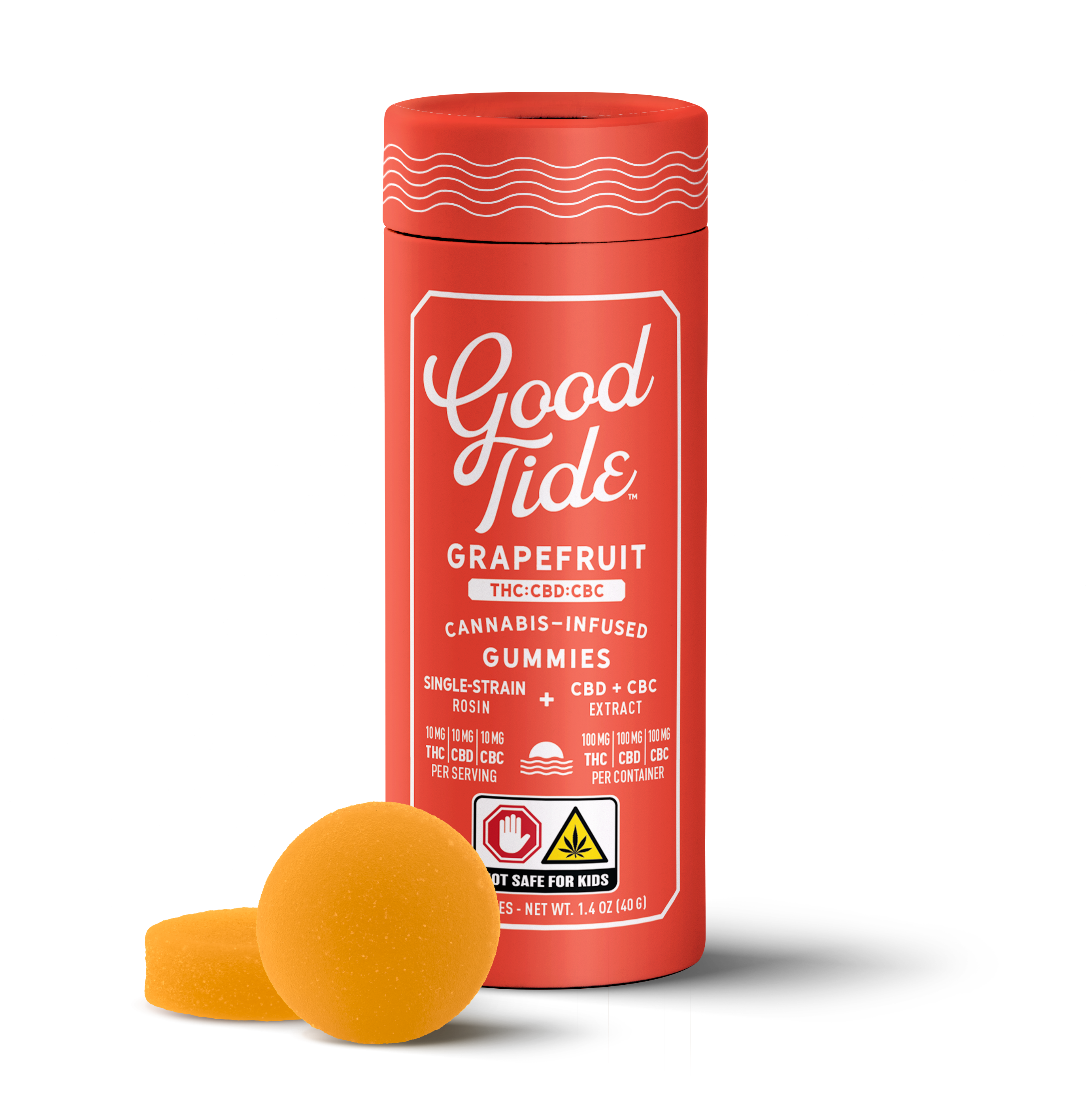 Grapefruit 1:1:1 THC:CBD:CBC Gummies - 100MG - 10CT