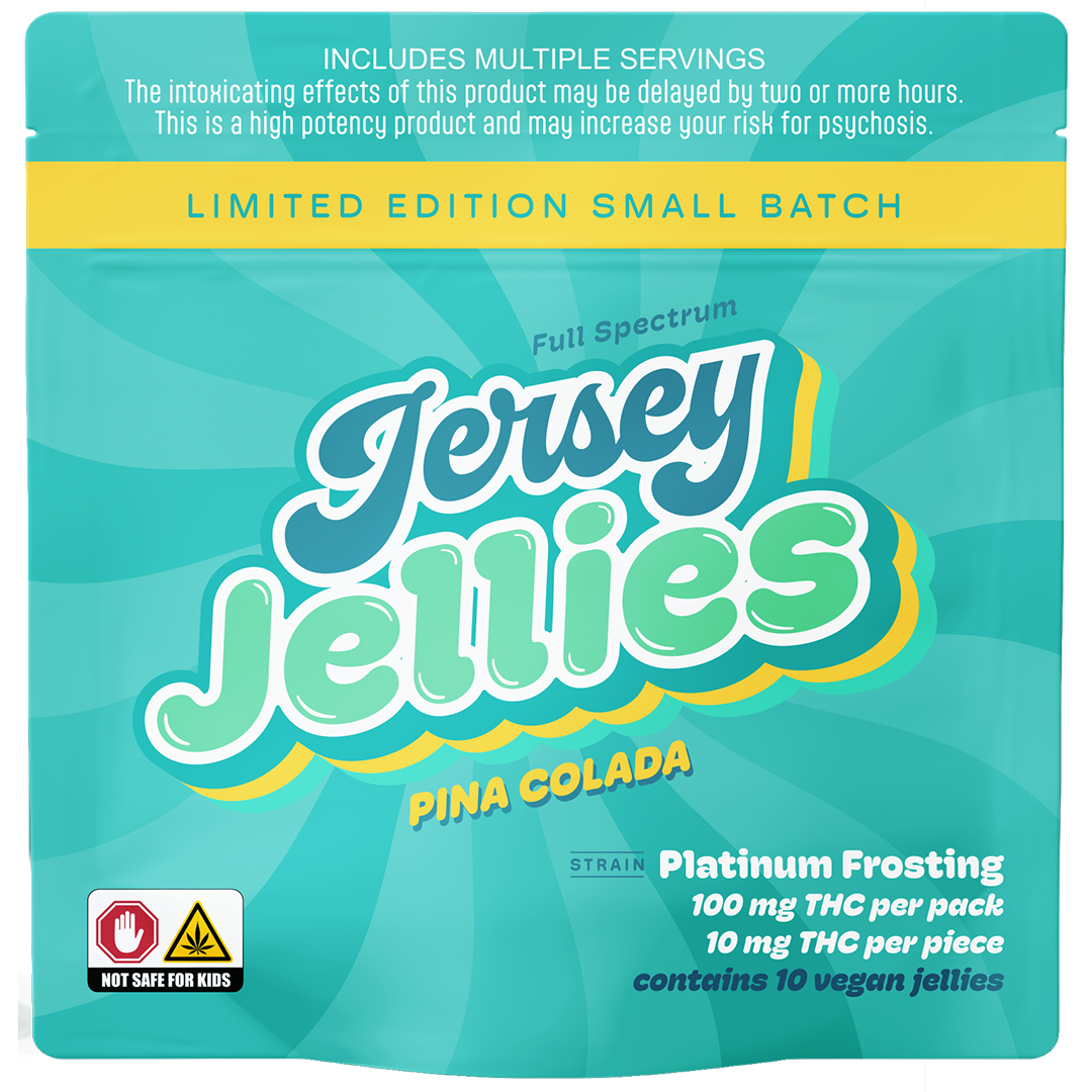 Jersey Jellies | Pina Colada W/ Platinum Frosting 10MG/10PK | Cured Resin