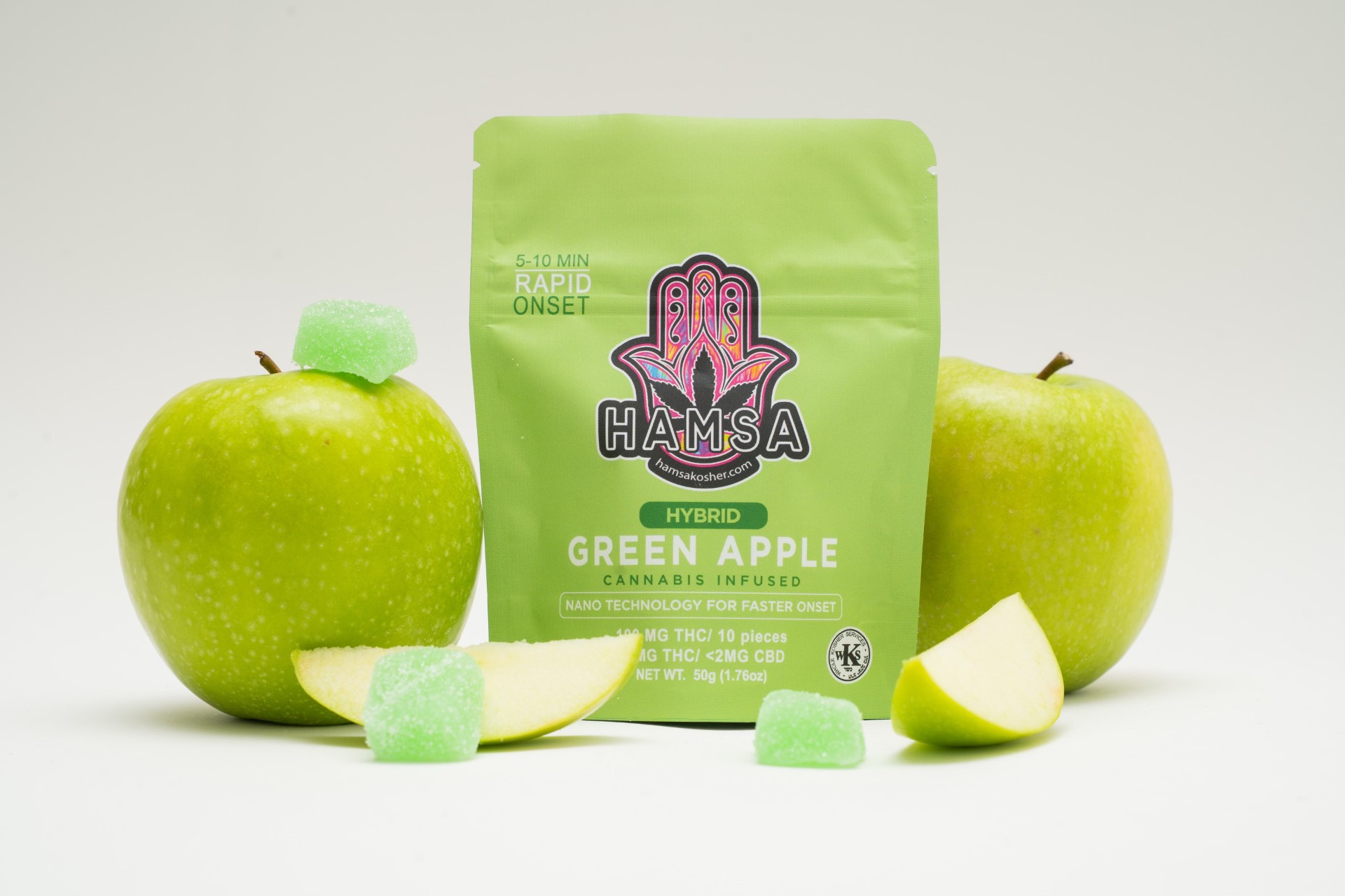 Hamsa Green Apple 100MG THC Gummies